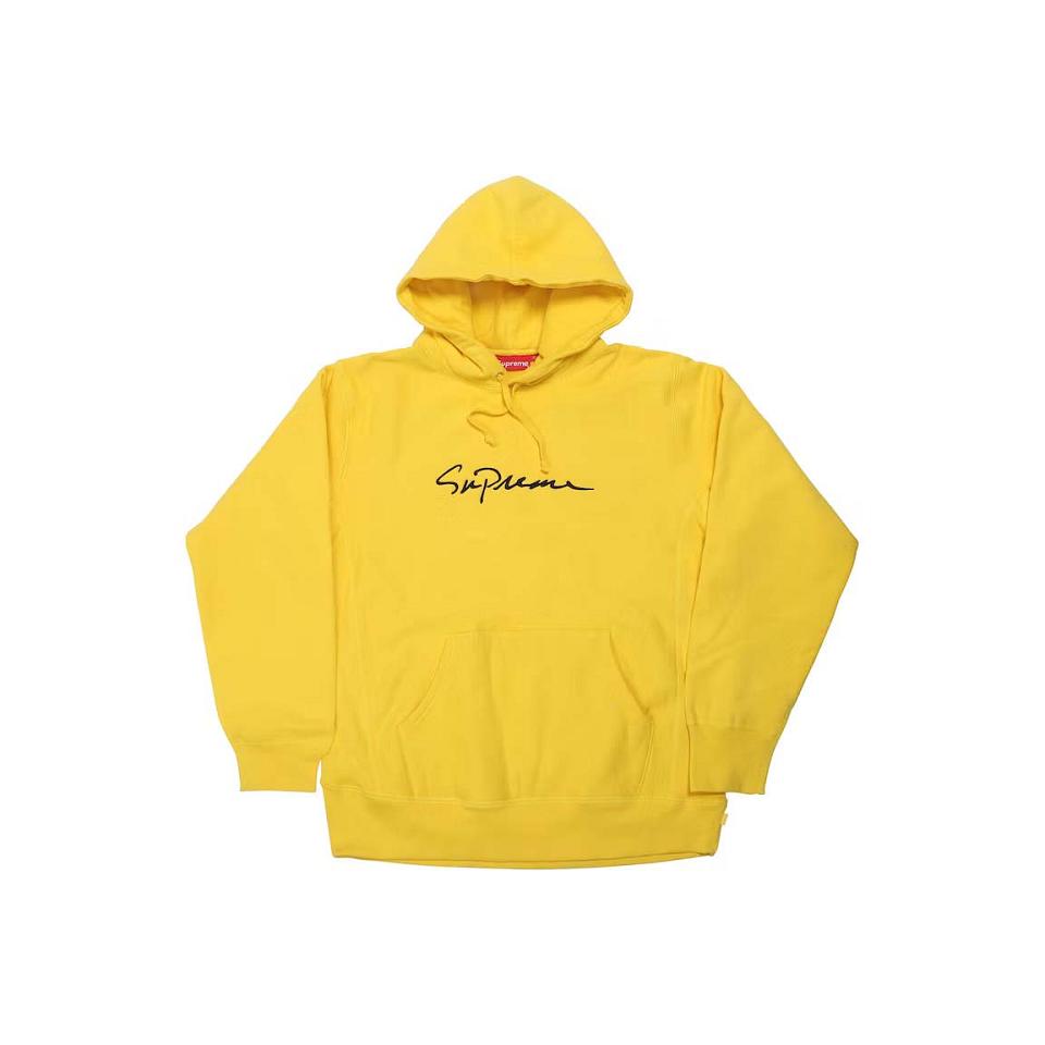 Sudaderas Supreme Classic Script Encapuchado Amarillo | CL269VD