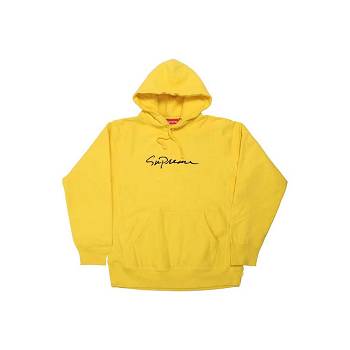 Sudaderas Supreme Classic Script Encapuchado Amarillo | CL269VD